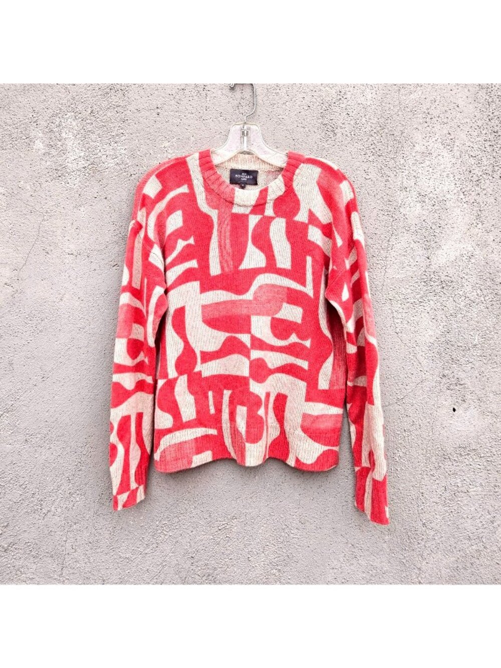Eric Bompard Paris 100% Cashmere Boxy Pullover Salmon Orange Abstract S to XL